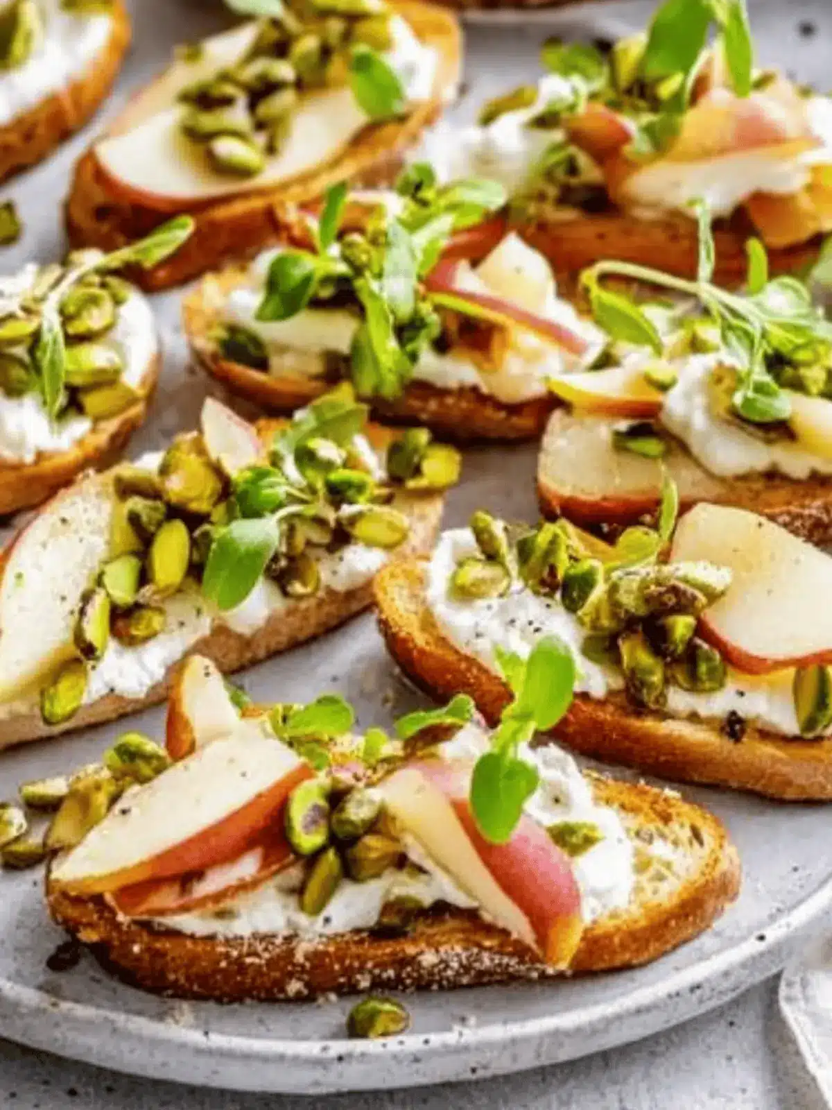 Delicious Ricotta and Pear Crostini with Nutty Crunch Delight 3 Ricotta and Pear Crostini with Salty Pumpkin Seed Pistachio Crunch