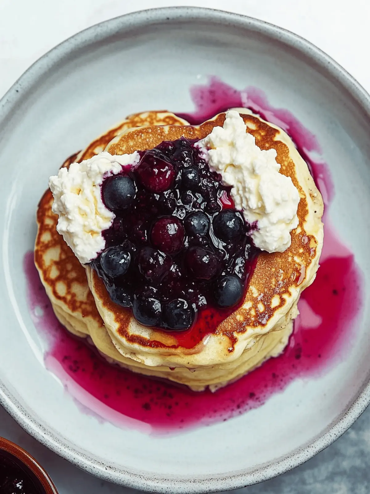 Ricotta Pancakes With Blueberry Compote