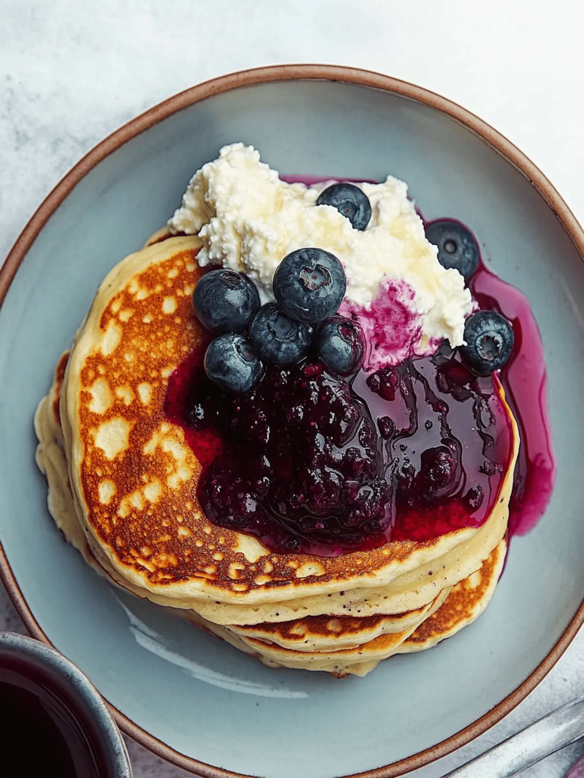 Ricotta Pancakes With Blueberry Compote