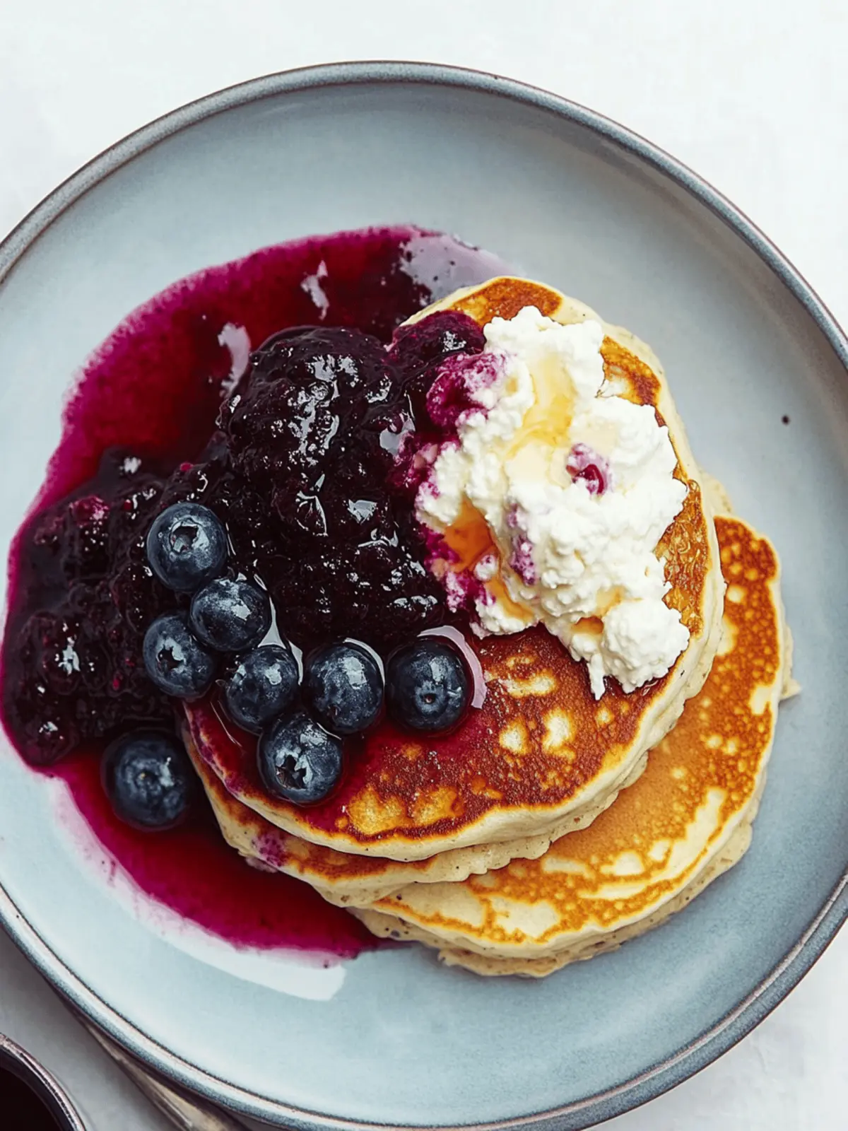 Ricotta Pancakes With Blueberry Compote
