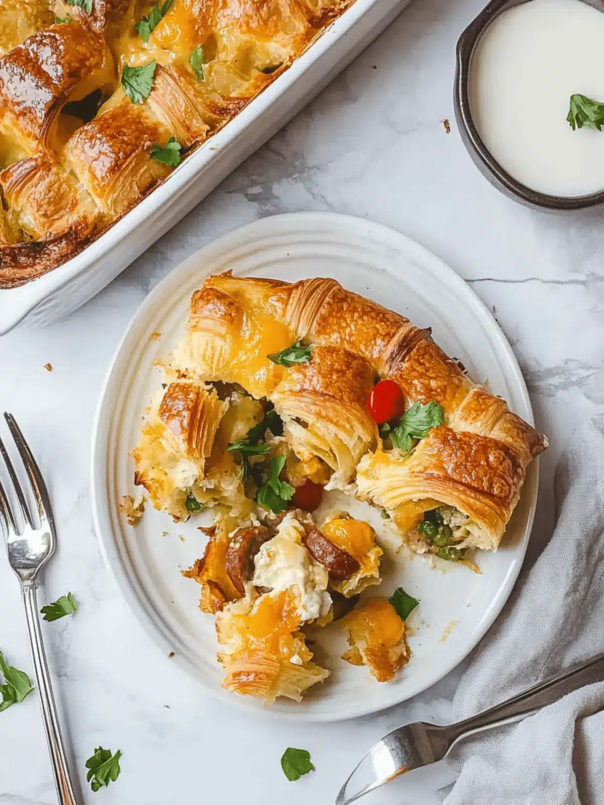 Delicious Croissant Breakfast Casserole with Sausage for Mornings 2 Croissant Breakfast Casserole with Sausage