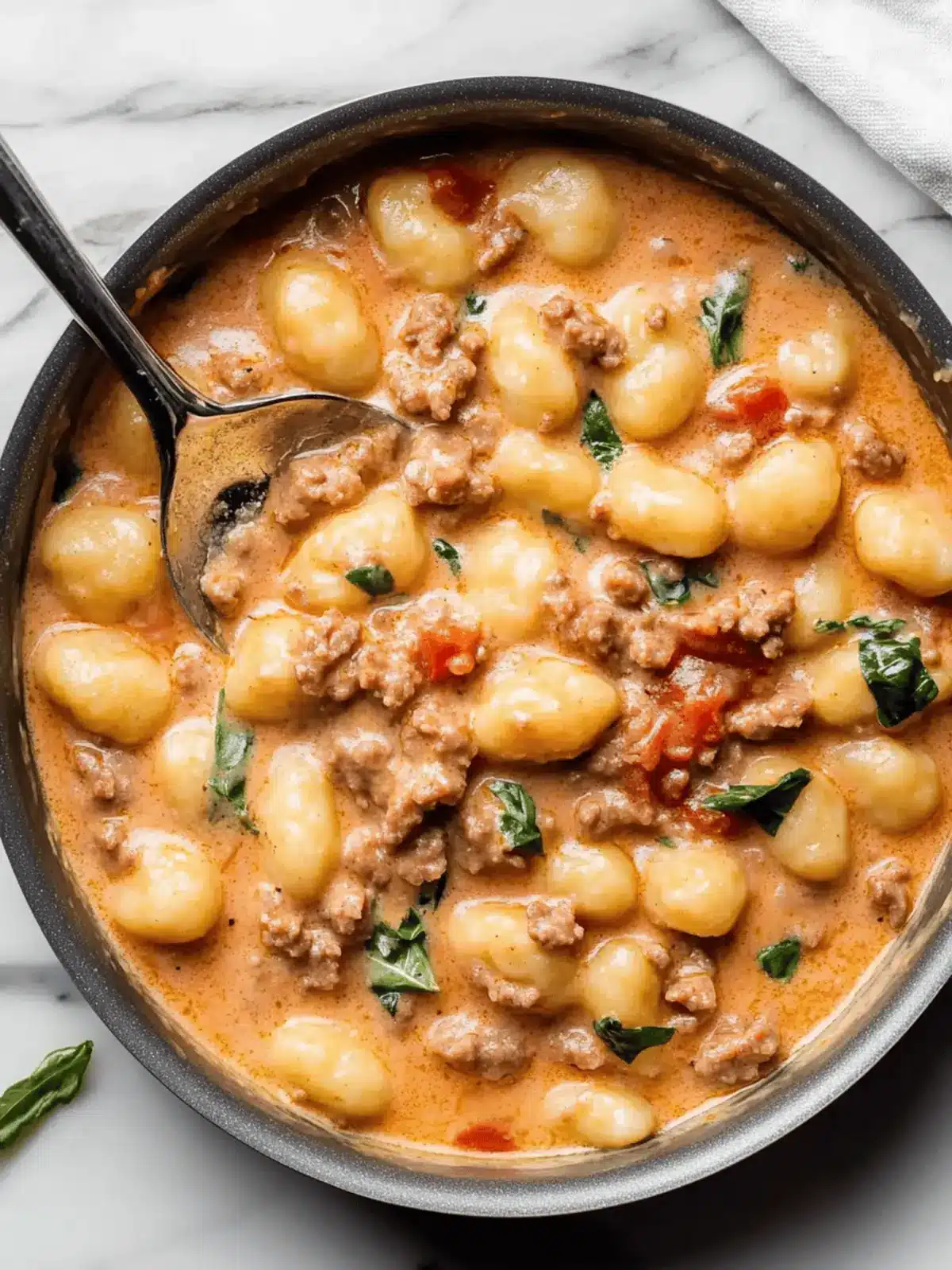 One Pan Creamy Gnocchi with Sausage for a Cozy Night In 3 One Pan Creamy Gnocchi with Sausage