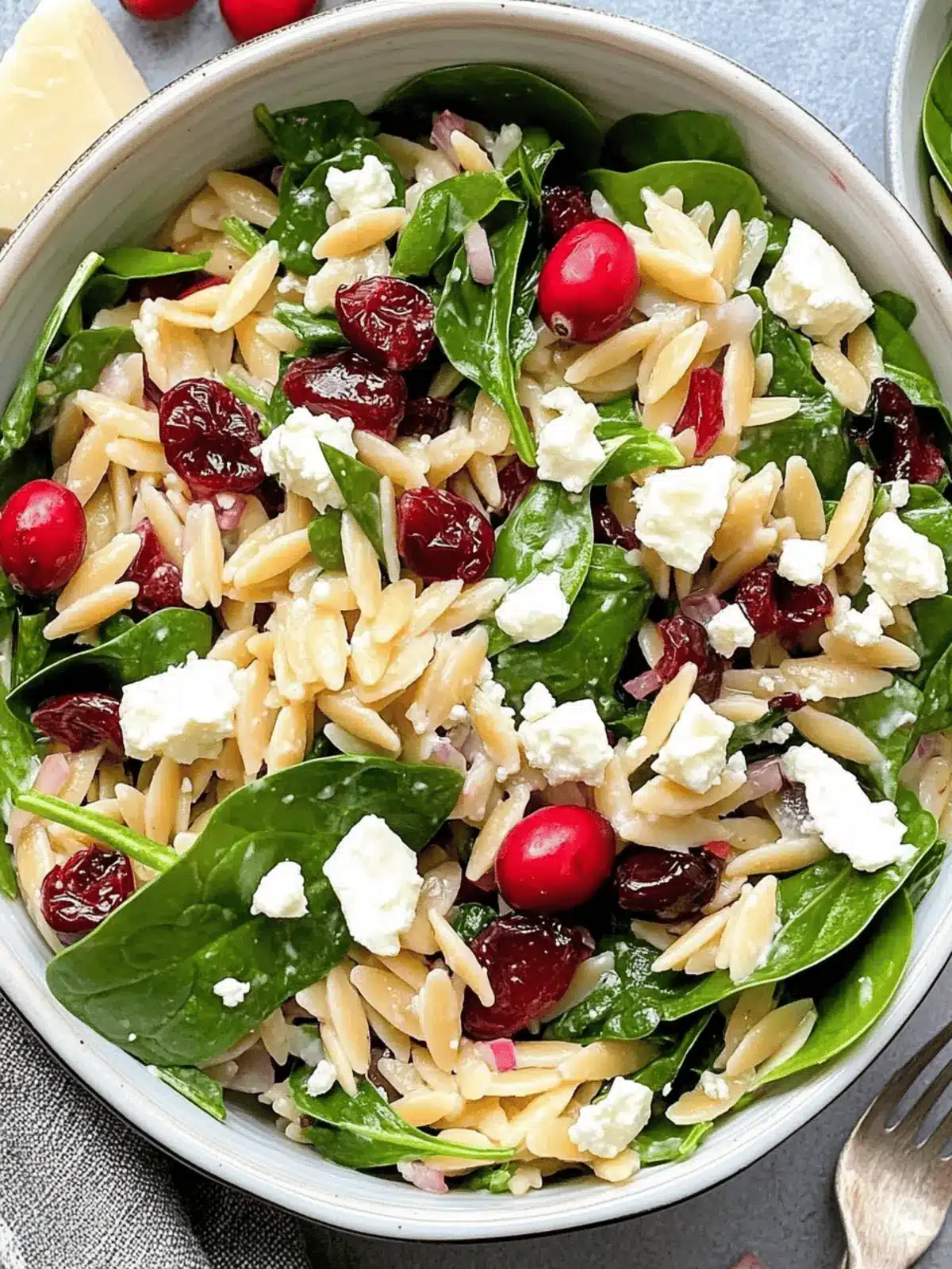 Cranberry Orzo Salad with Spinach and Feta for Fresh Flavor 2 Cranberry Orzo Salad with Spinach and Feta Cheese