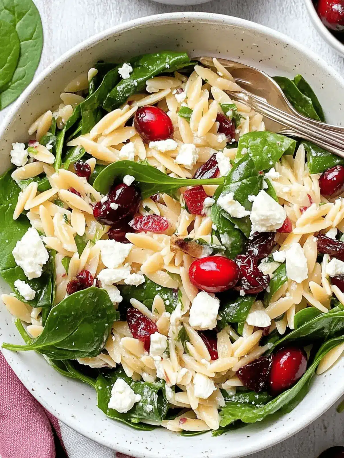 Cranberry Orzo Salad with Spinach and Feta for Fresh Flavor 5 Cranberry Orzo Salad with Spinach and Feta Cheese