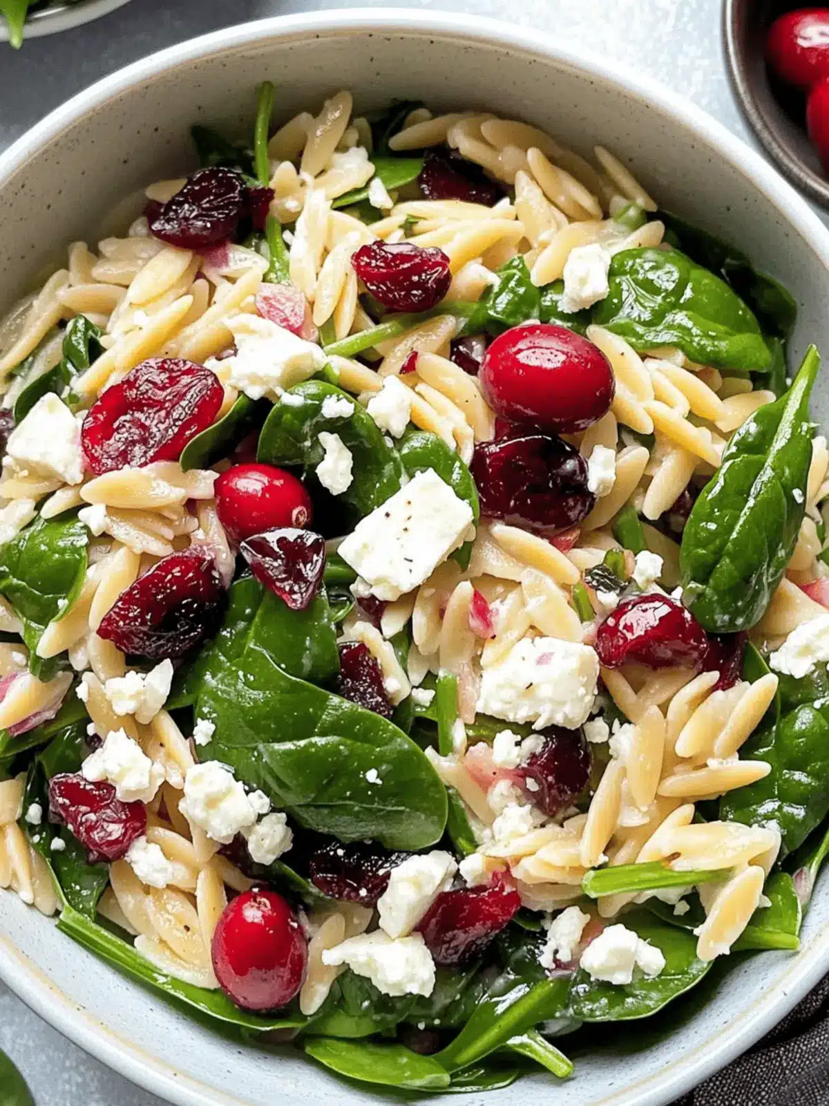 Cranberry Orzo Salad with Spinach and Feta for Fresh Flavor 4 Cranberry Orzo Salad with Spinach and Feta Cheese
