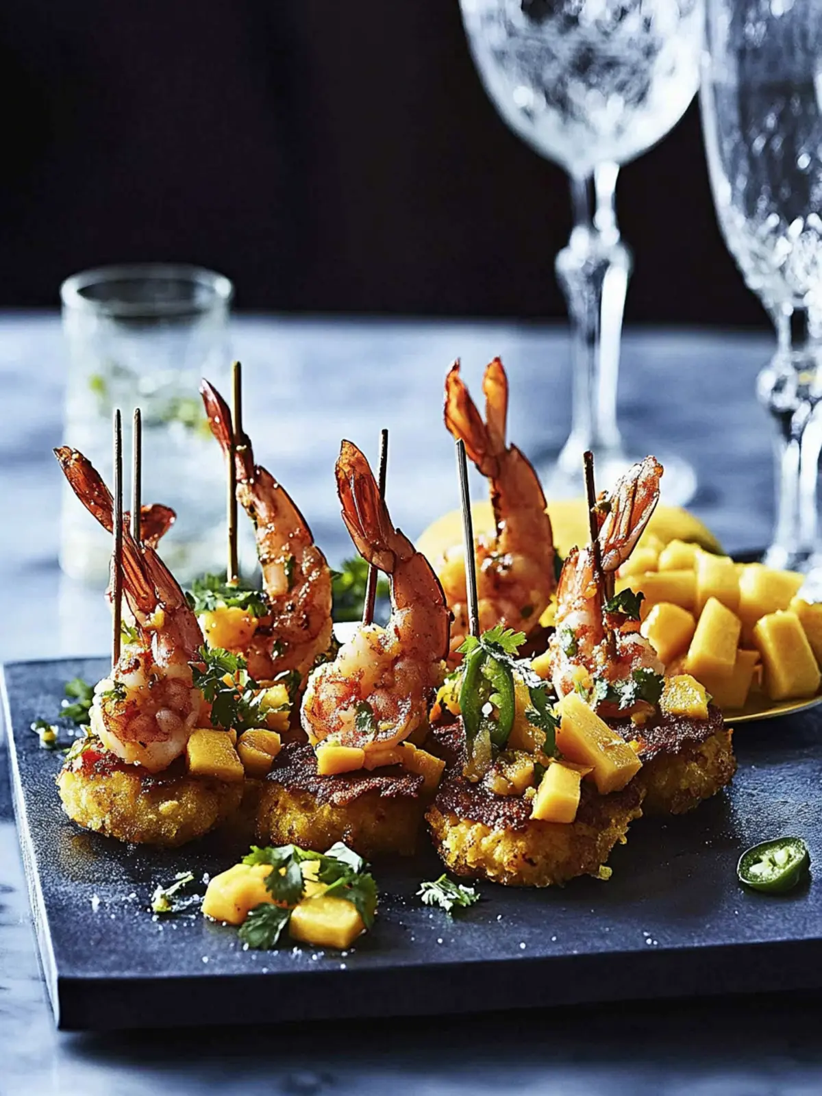 Baja Prawn and Sweetcorn Fritters with Zesty Mango Salsa 4 Baja prawn and sweetcorn fritters with mango and jalapeno salsa