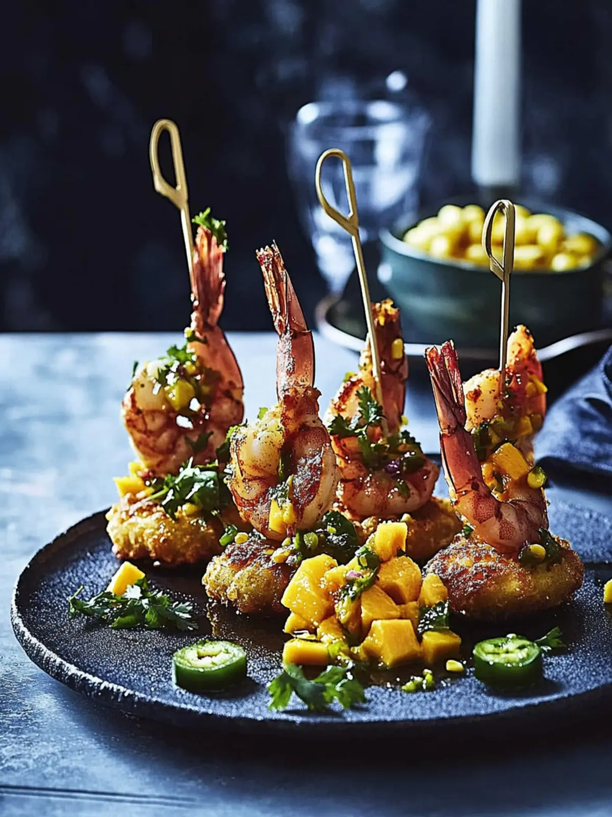 Baja Prawn and Sweetcorn Fritters with Zesty Mango Salsa 3 Baja prawn and sweetcorn fritters with mango and jalapeno salsa