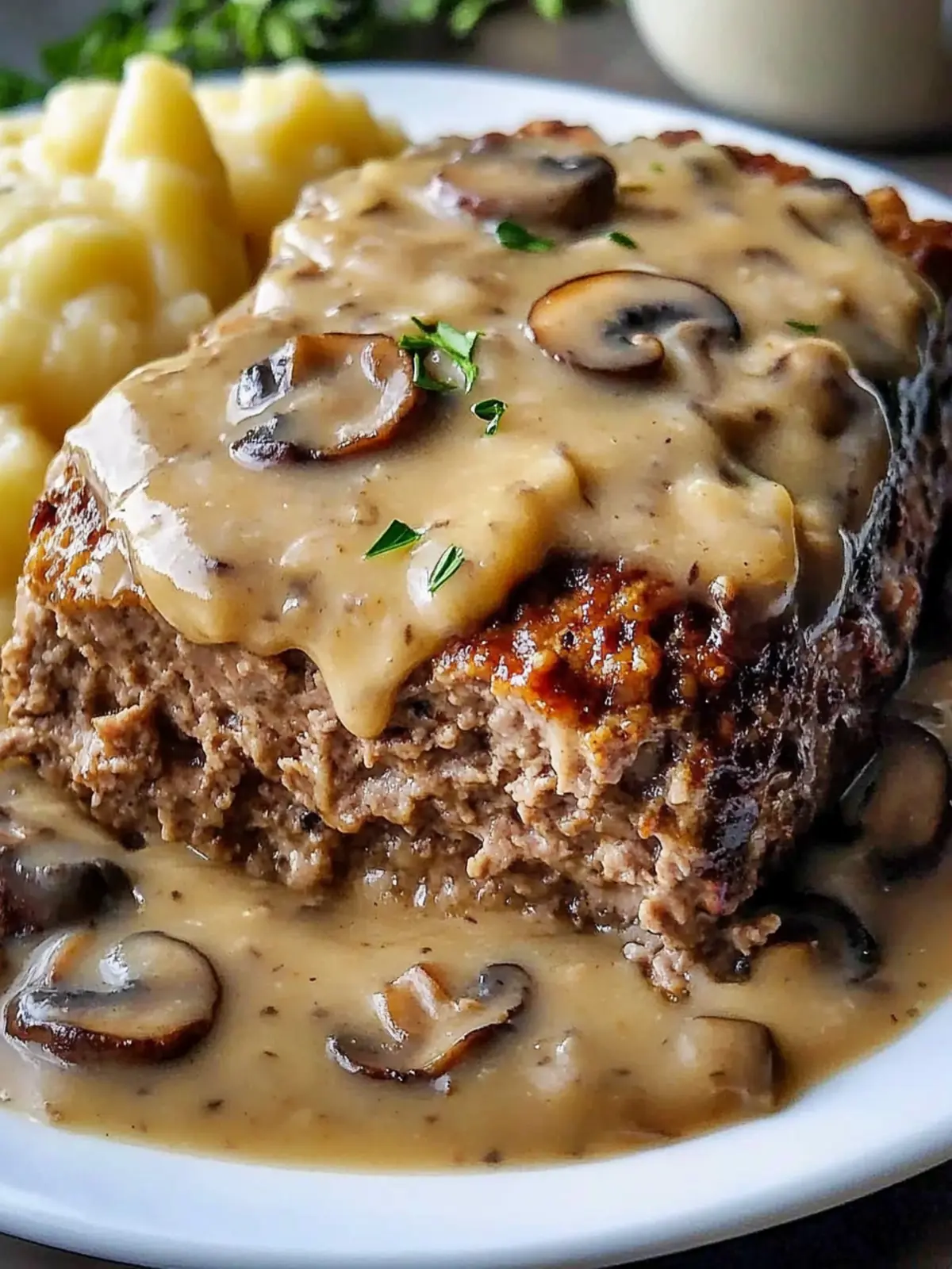 Savor Nostalgia with Meatloaf and Mushroom Gravy Delight 2 Meatloaf with Mushroom Gravy