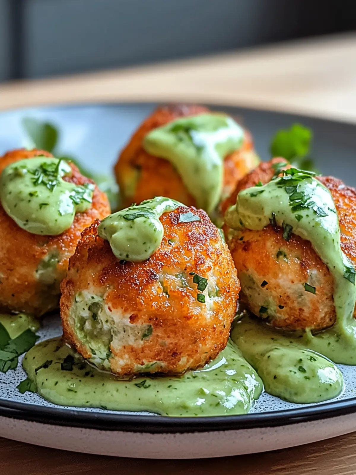 Salmon Balls with Creamy Avocado Sauce