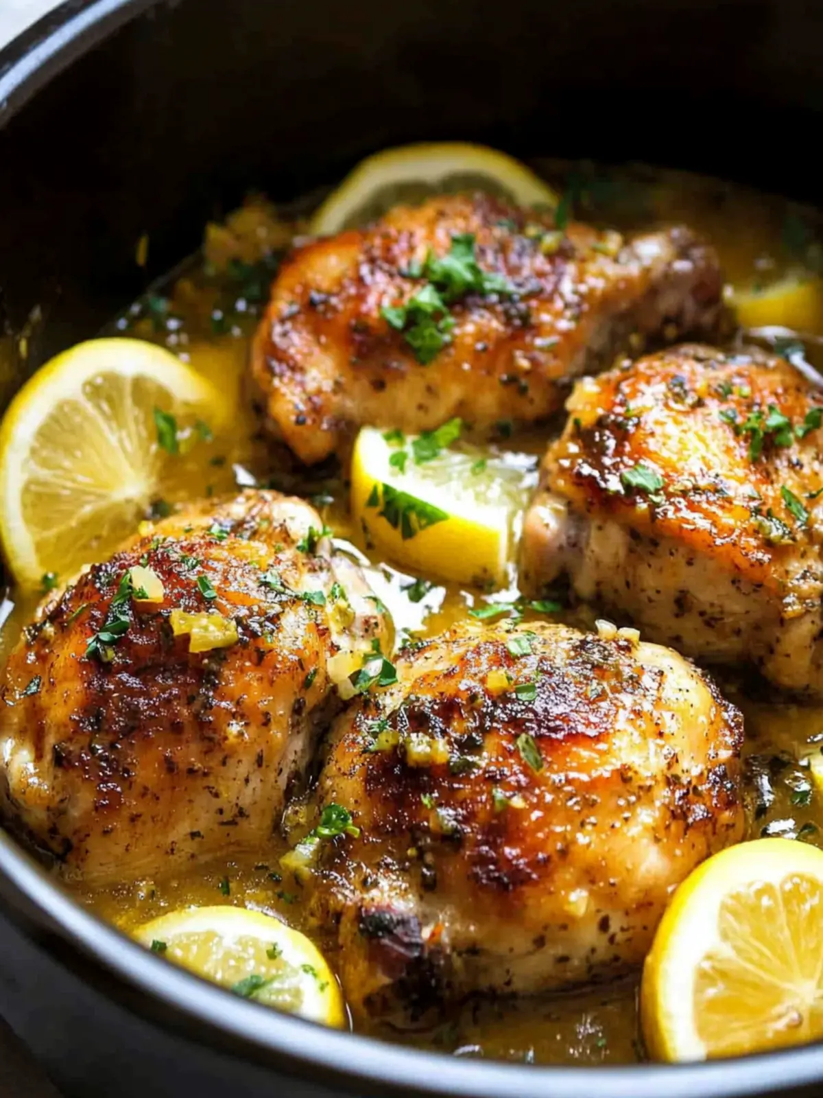 Crock Pot Lemon Garlic Butter Chicken Thighs