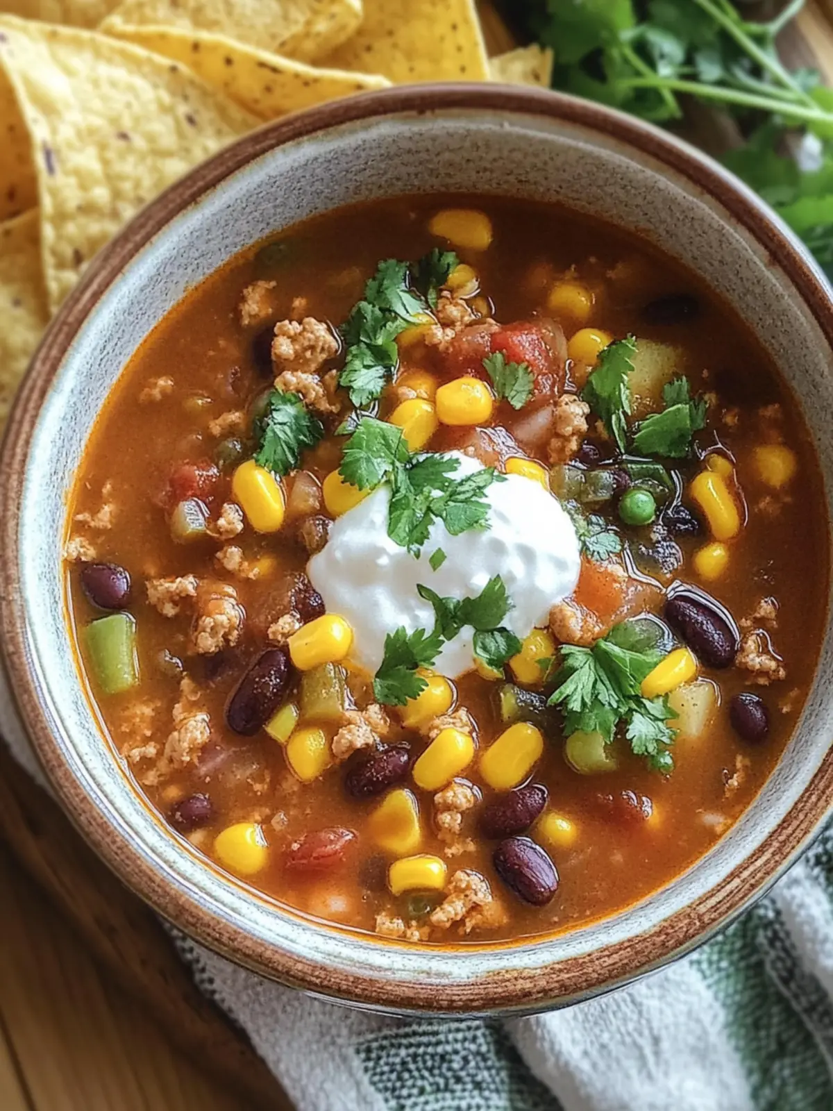 Hearty Taco Soup Ready in 20 Minutes with Lean Turkey! 4 Taco Soup