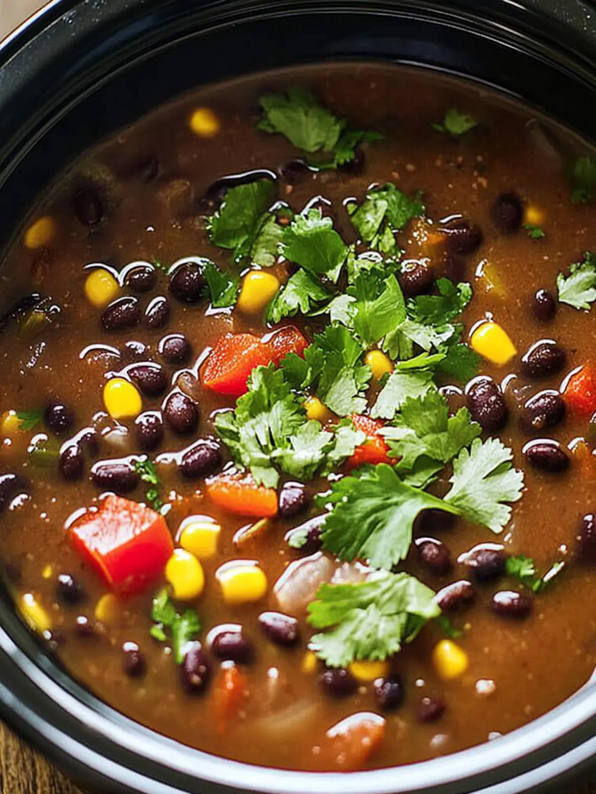 Slow Cooker Vegetarian Black Bean Soup