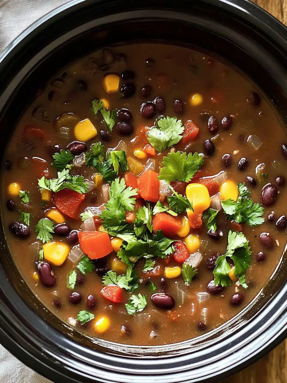 Slow Cooker Vegetarian Black Bean Soup