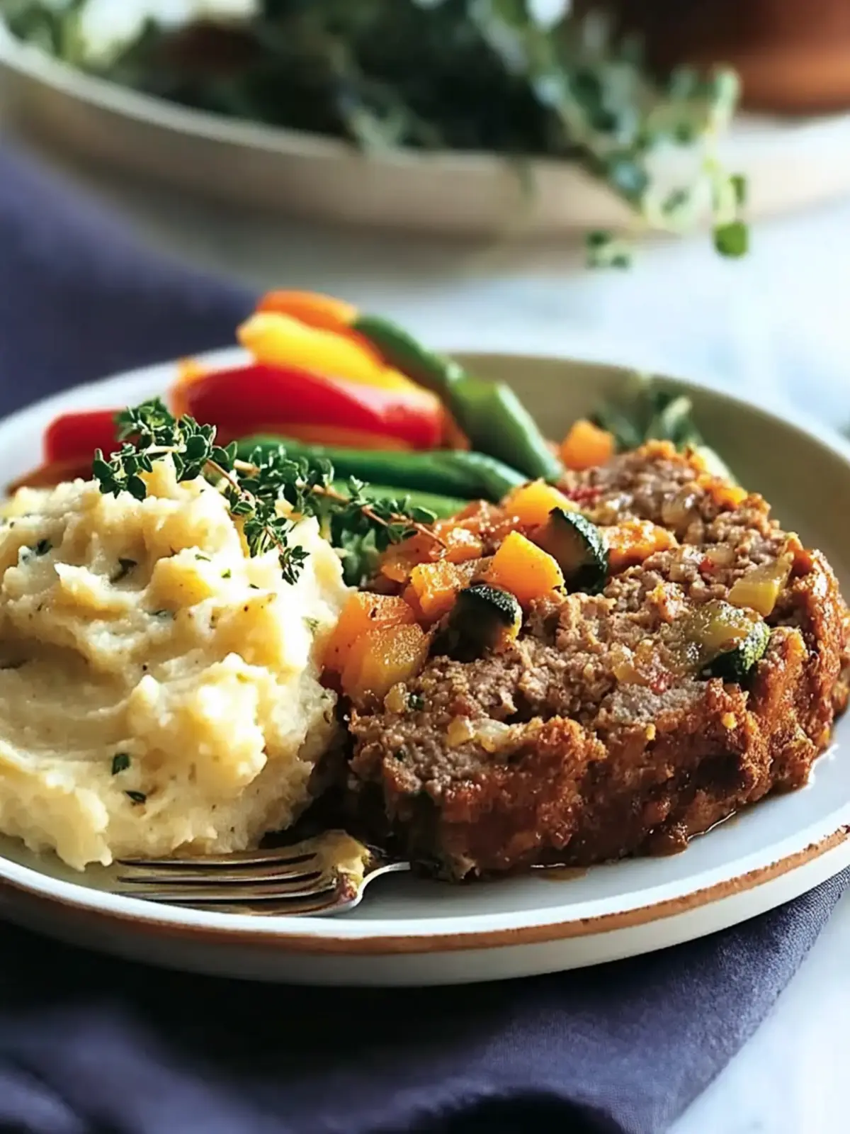 Savory Roasted Vegetable Meatloaf with Mustard Mashed Potatoes 5 Roasted Vegetable Meatloaf with Mustard Mashed Potatoes