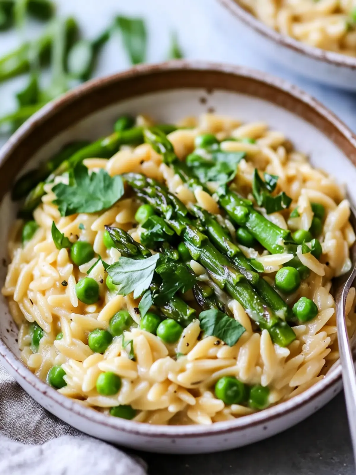 Creamy Orzo with Asparagus and Peas for a Zesty Weeknight Treat 2 Creamy Orzo with Asparagus and Peas