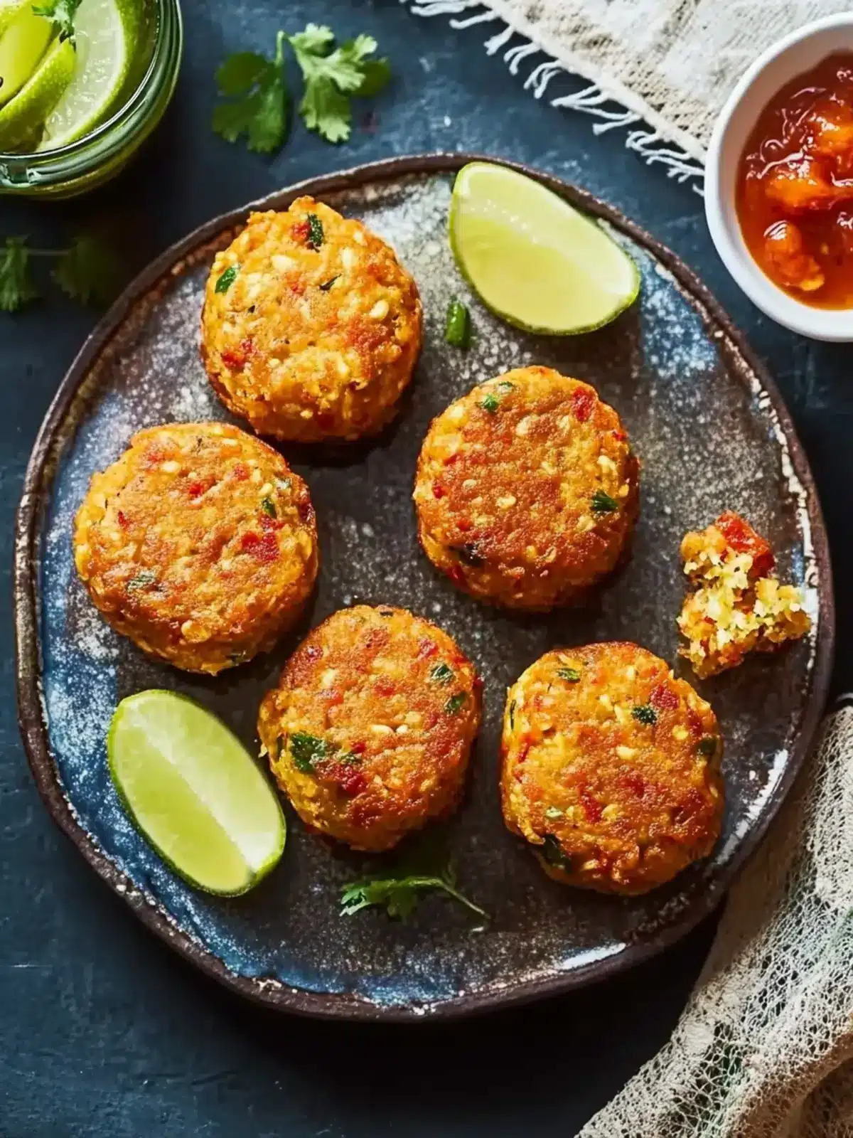 Mauritian chilli cakes (gato pima) with tomato chilli chutney