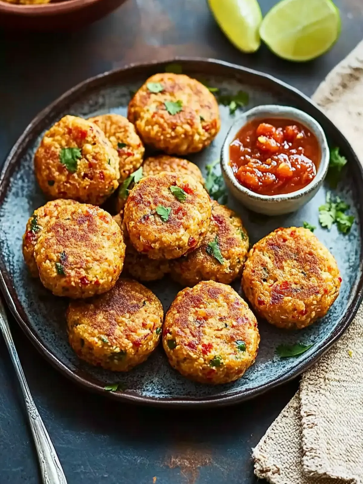 Mauritian chilli cakes (gato pima) with tomato chilli chutney