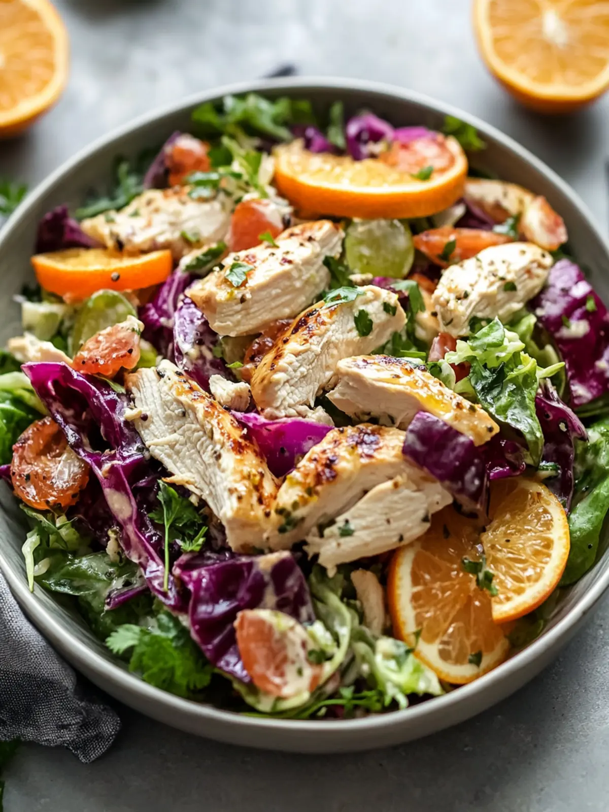 Zesty Chicken Salad with Crunchy Cabbage and Citrus Bliss Delight 2 Chicken Salad with Crunchy Cabbage and Citrus Bliss