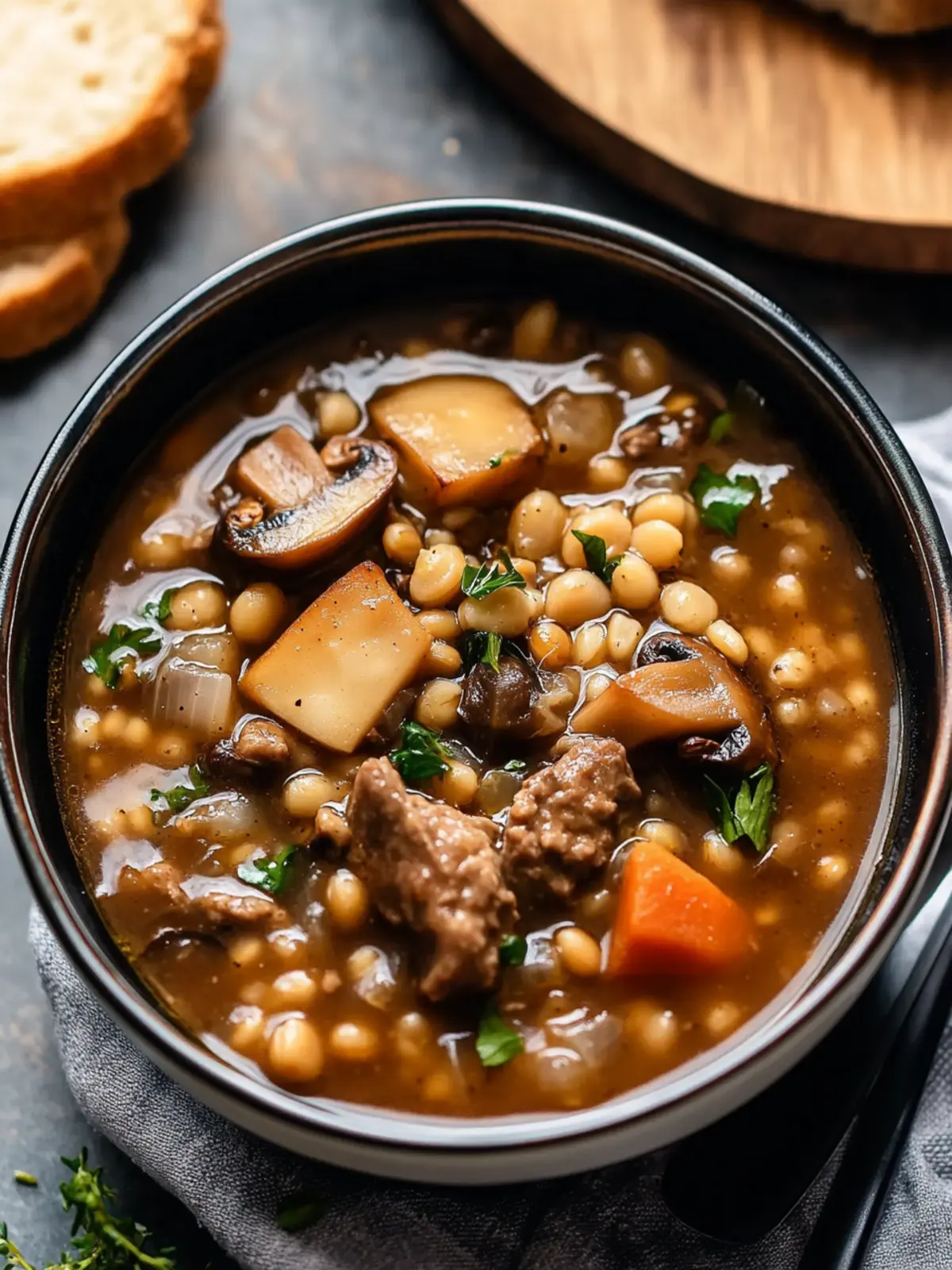 Beef Barley Mushroom Soup