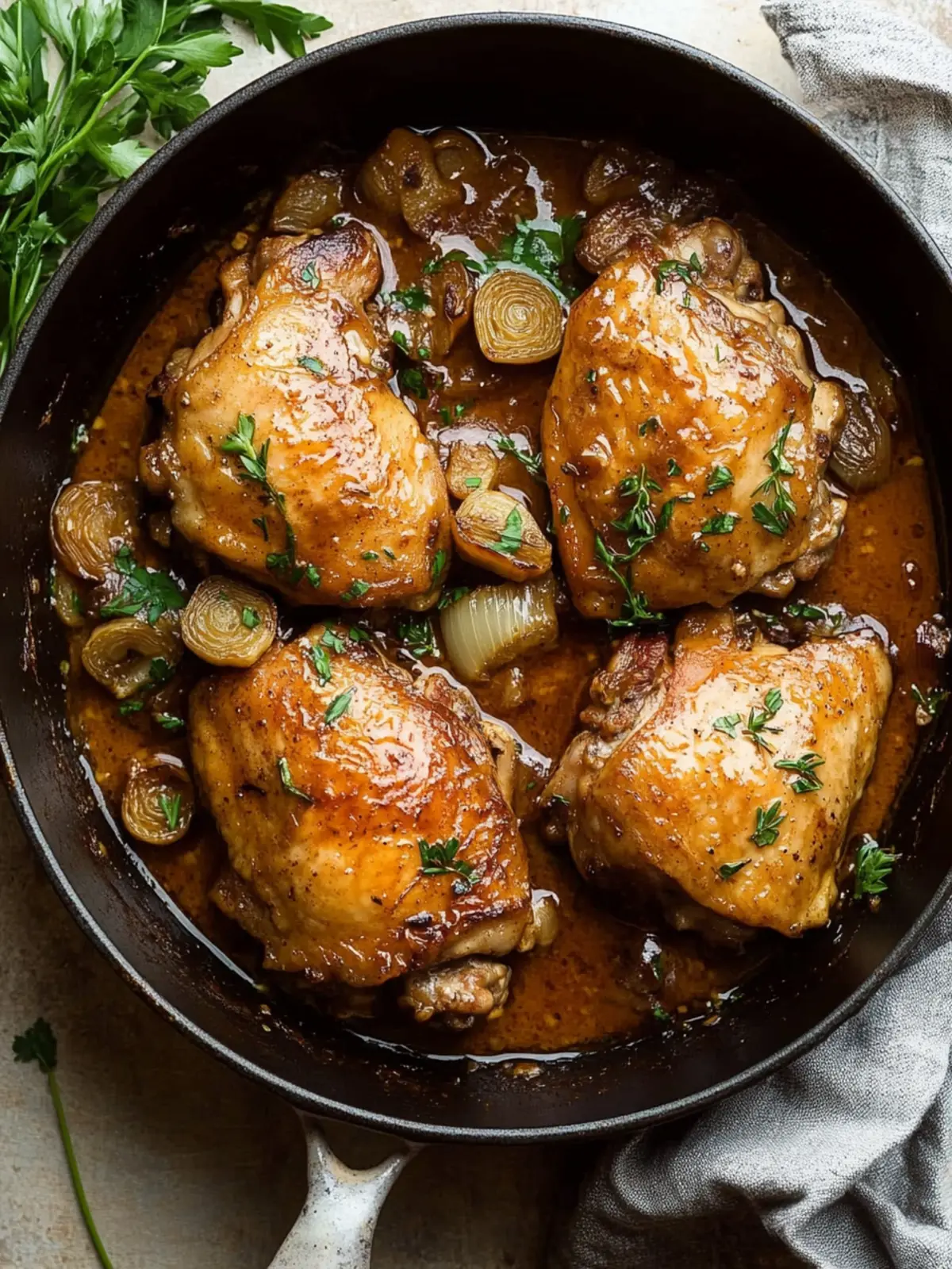 Savory Chicken Thighs with Shallots in Red Wine Vinegar Delight 5 Chicken Thighs with Shallots in Red Wine Vinegar