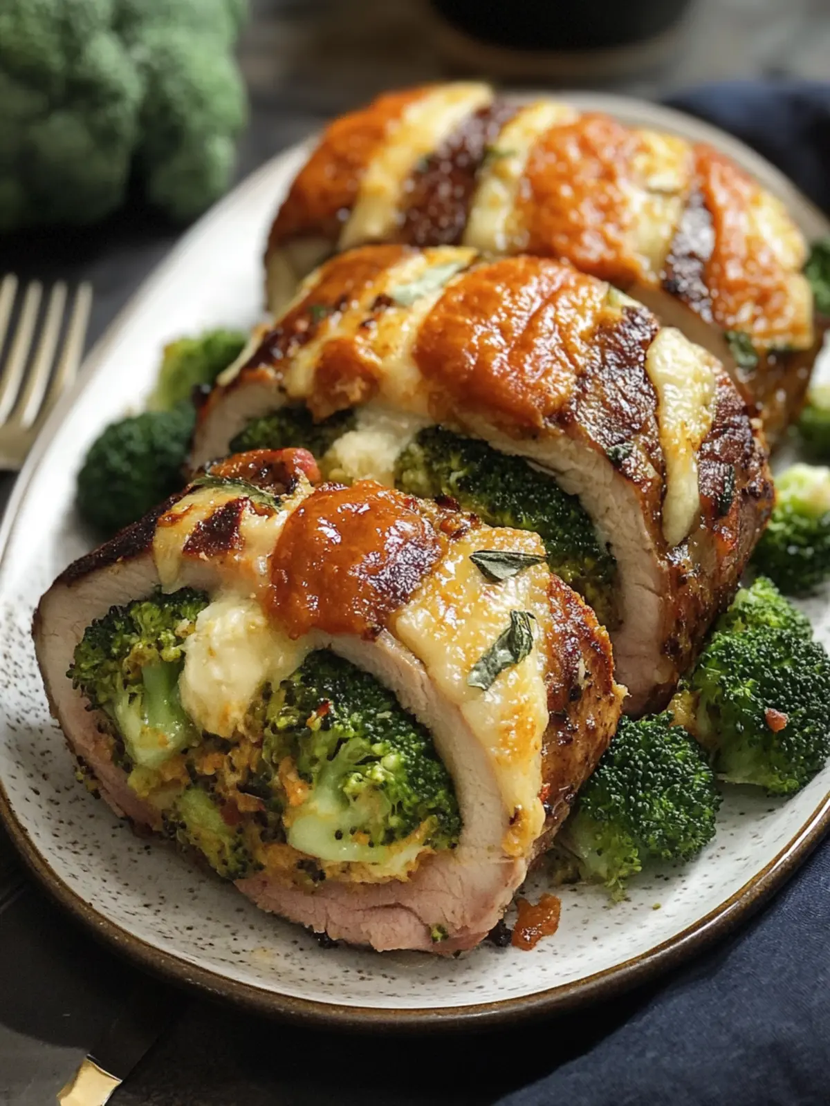 Broccoli Cheese Stuffed Pork Wrapped in Savory Bacon Bliss 2 Broccoli Cheese Stuffed Pork