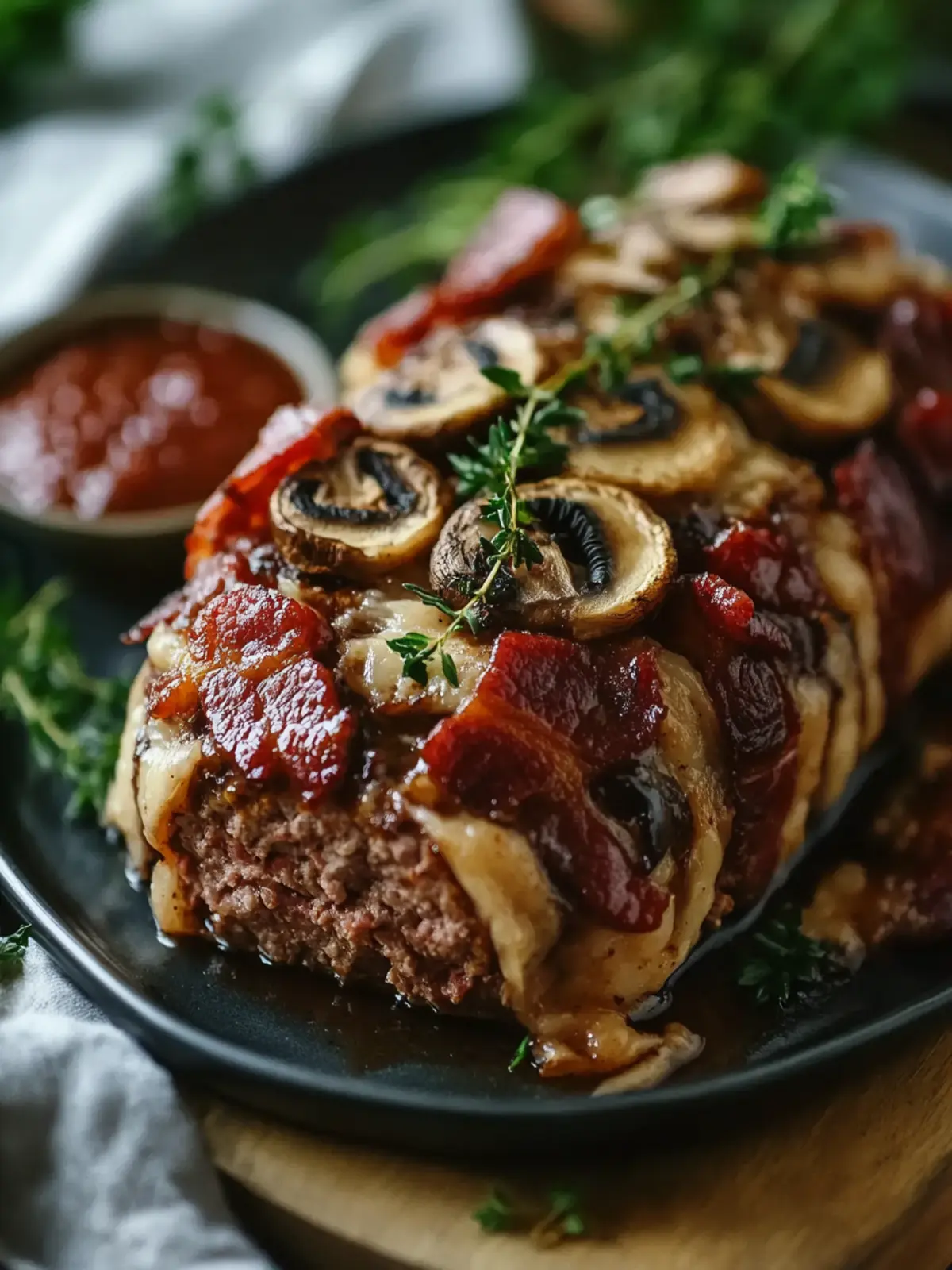 Savory Bacon Mushroom Meatloaf for Comfort Food Lovers 4 Bacon Mushroom Meatloaf