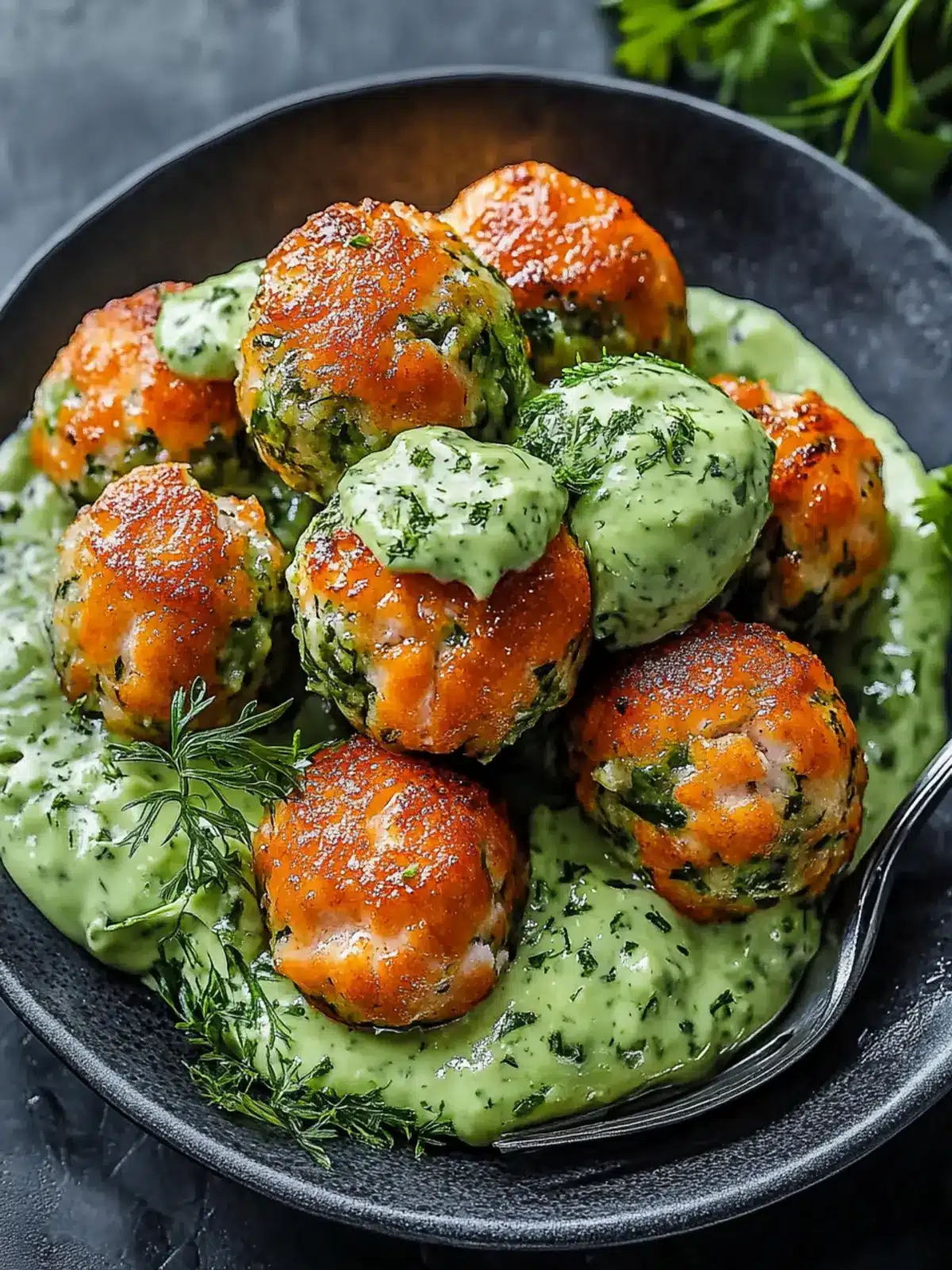 Delicious Salmon Balls with Avocado Sauce for Happy Tummies 2 Salmon Balls with Avocado Sauce