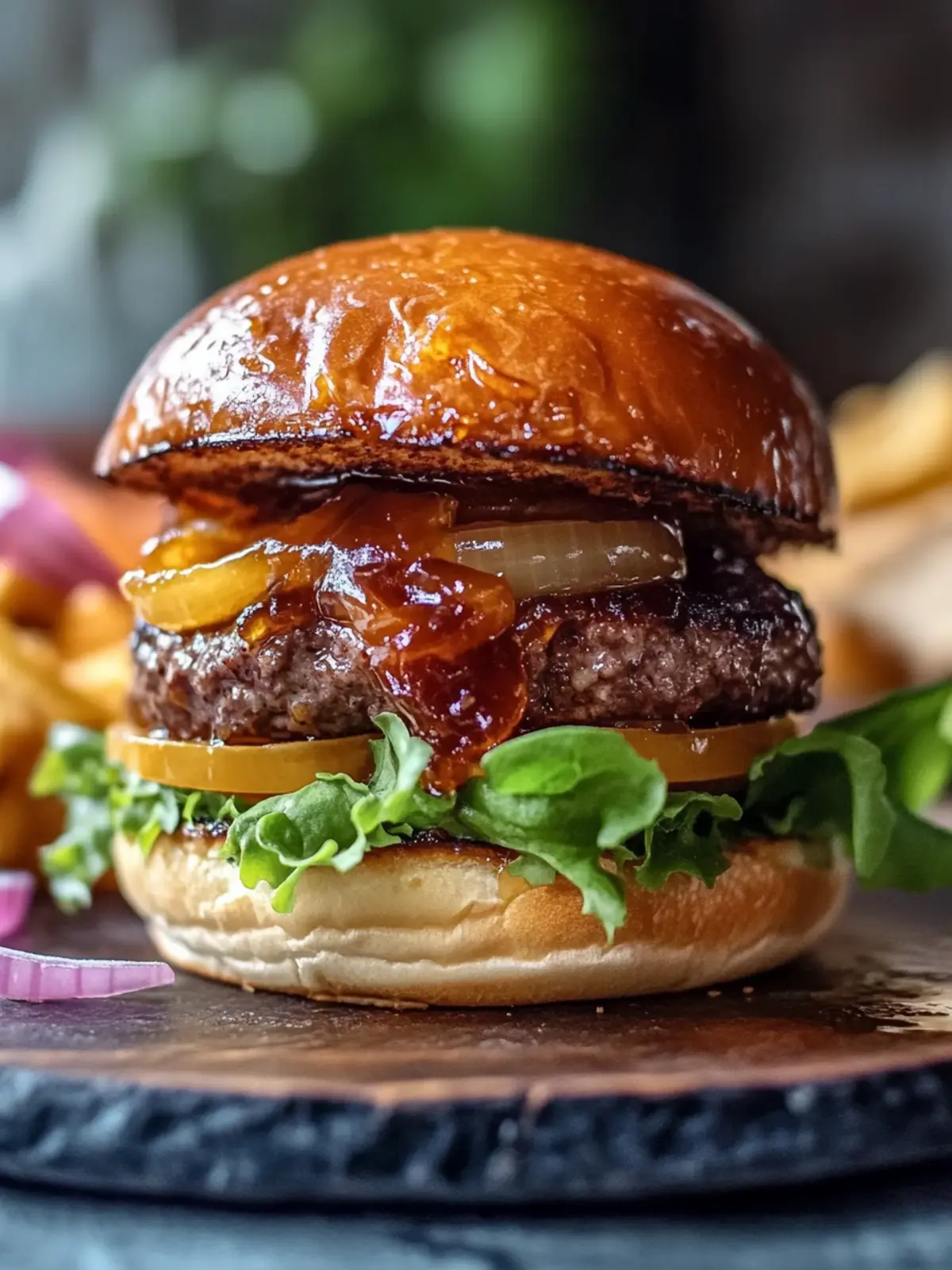 Beef Burger with Sweet Caramelized Onion Jam