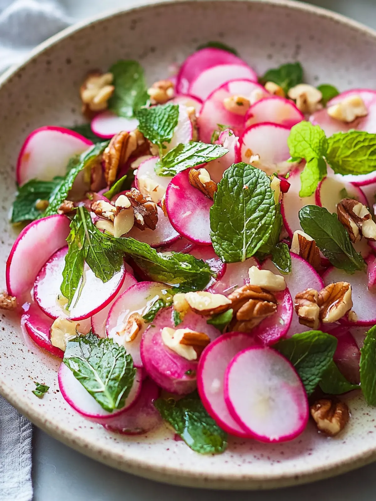 Shaved Radish Salad with Walnuts and Mint for a Fresh Twist 4 Shaved Radish Salad With Walnuts And Mint
