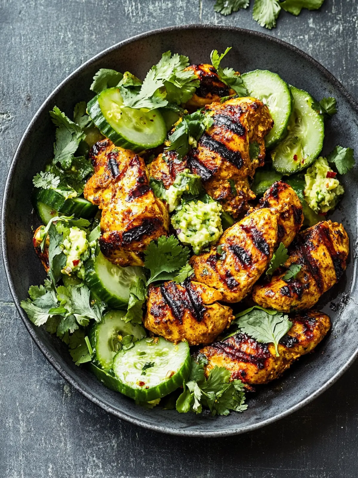 Grilled Curry Chicken with Smashed Cucumber Salad Bliss 3 Grilled Curry Chicken with Smashed Cucumber Salad