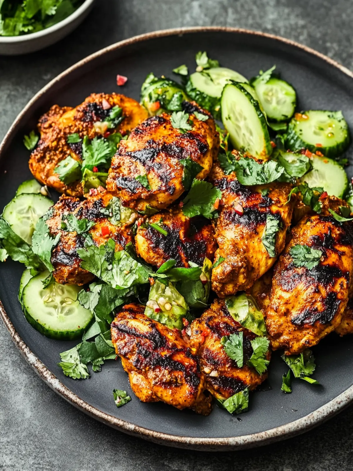 Grilled Curry Chicken with Smashed Cucumber Salad Bliss 5 Grilled Curry Chicken with Smashed Cucumber Salad