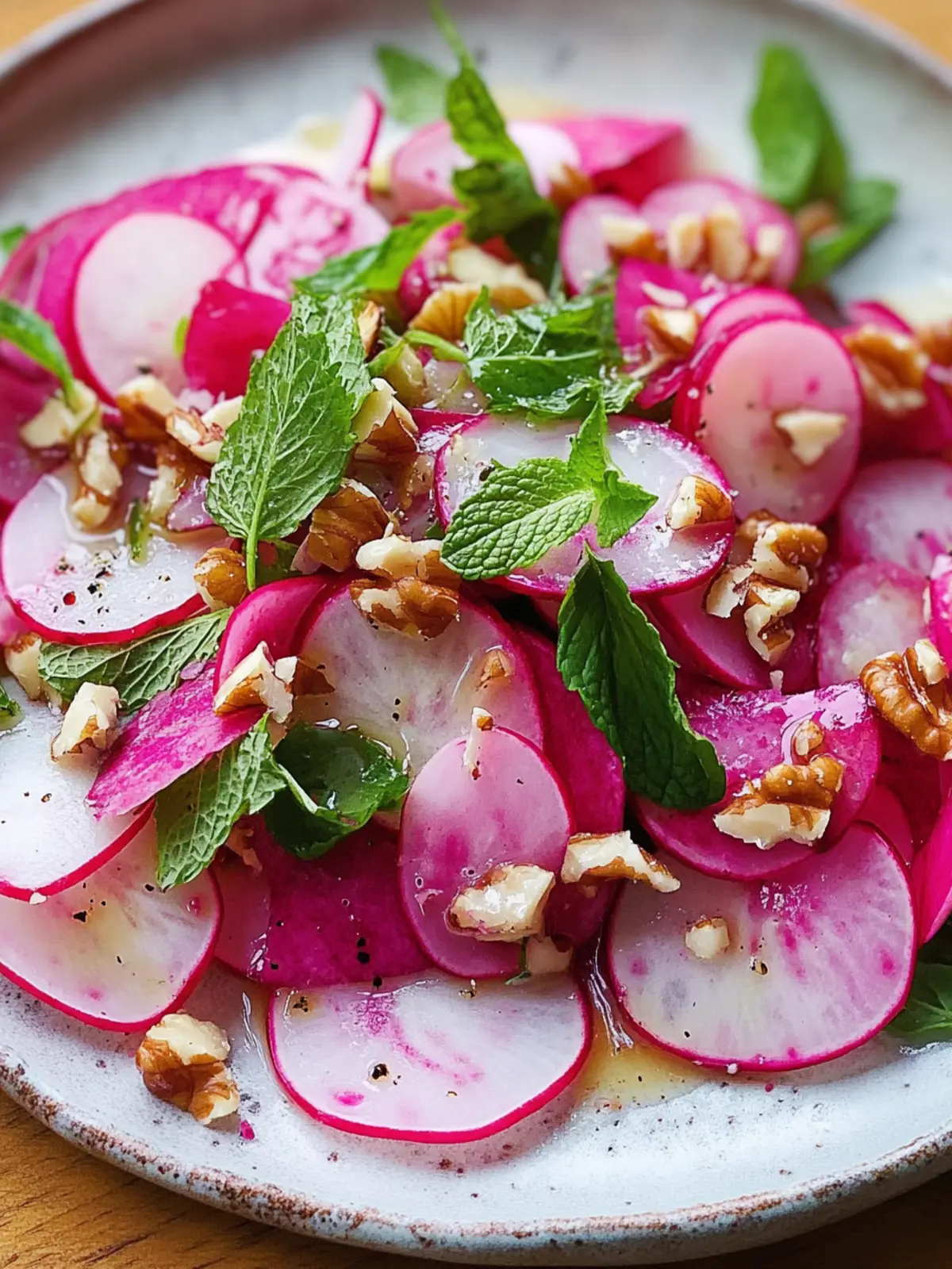 Shaved Radish Salad with Walnuts and Mint for a Fresh Twist 2 Shaved Radish Salad With Walnuts And Mint