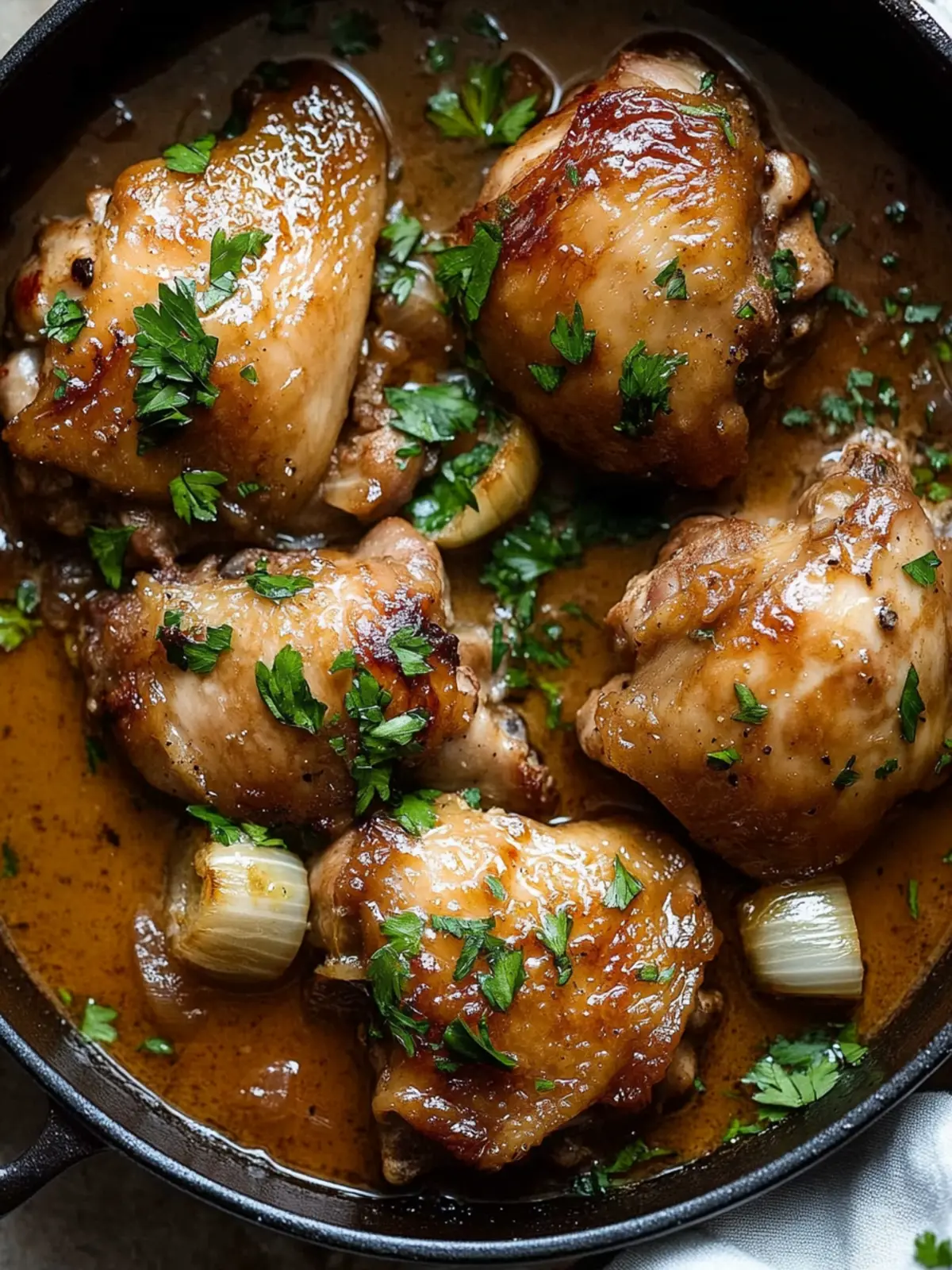 Savory Chicken Thighs with Shallots in Red Wine Vinegar Delight 2 Chicken Thighs with Shallots in Red Wine Vinegar