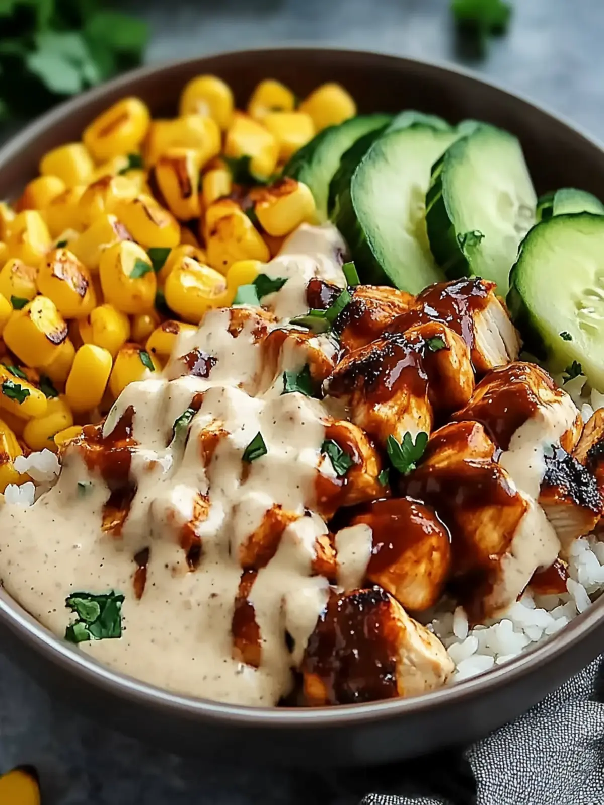 High Protein BBQ Ranch Chicken Bowl for Quick Healthy Meals 2 High Protein BBQ Ranch Chicken Bowl
