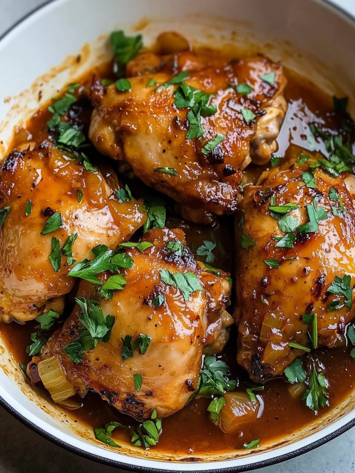 Savory Chicken Thighs with Shallots in Red Wine Vinegar Delight 3 Chicken Thighs with Shallots in Red Wine Vinegar