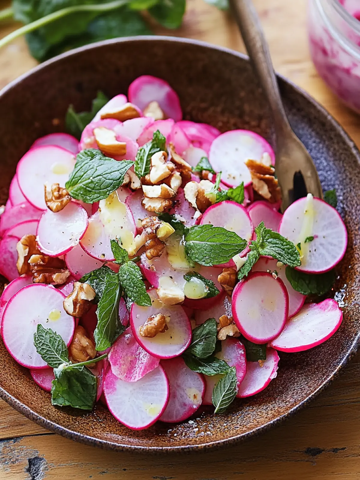 Shaved Radish Salad with Walnuts and Mint for a Fresh Twist 3 Shaved Radish Salad With Walnuts And Mint
