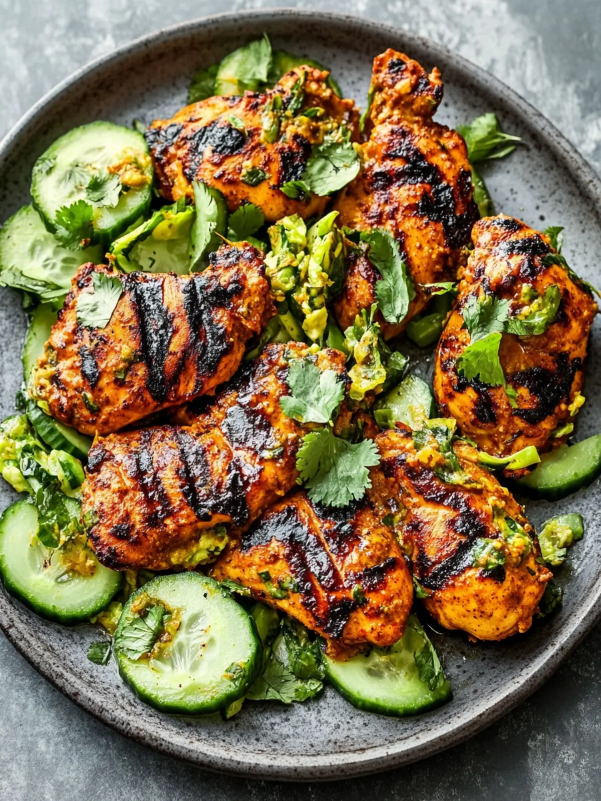 Grilled Curry Chicken with Smashed Cucumber Salad Bliss 4 Grilled Curry Chicken with Smashed Cucumber Salad