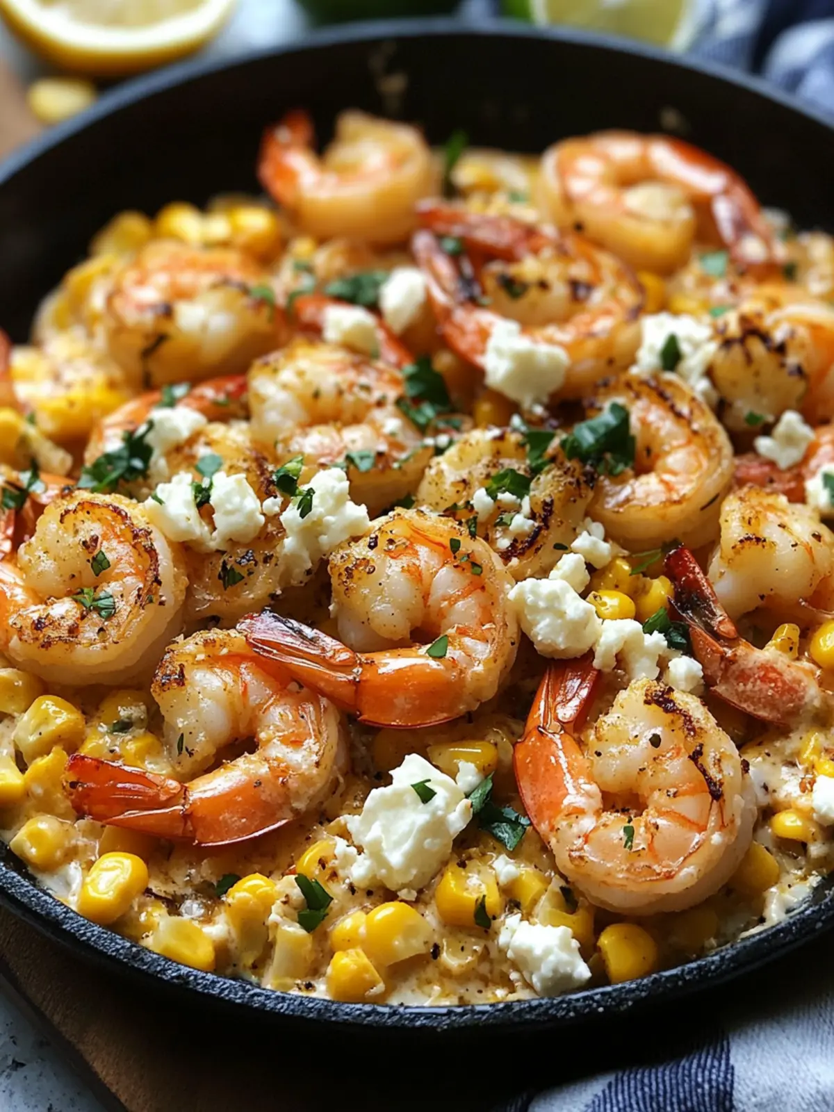 Satisfy Your Cravings with Shrimp with Creamed Corn & Feta 2 Shrimp with Creamed Corn & Feta