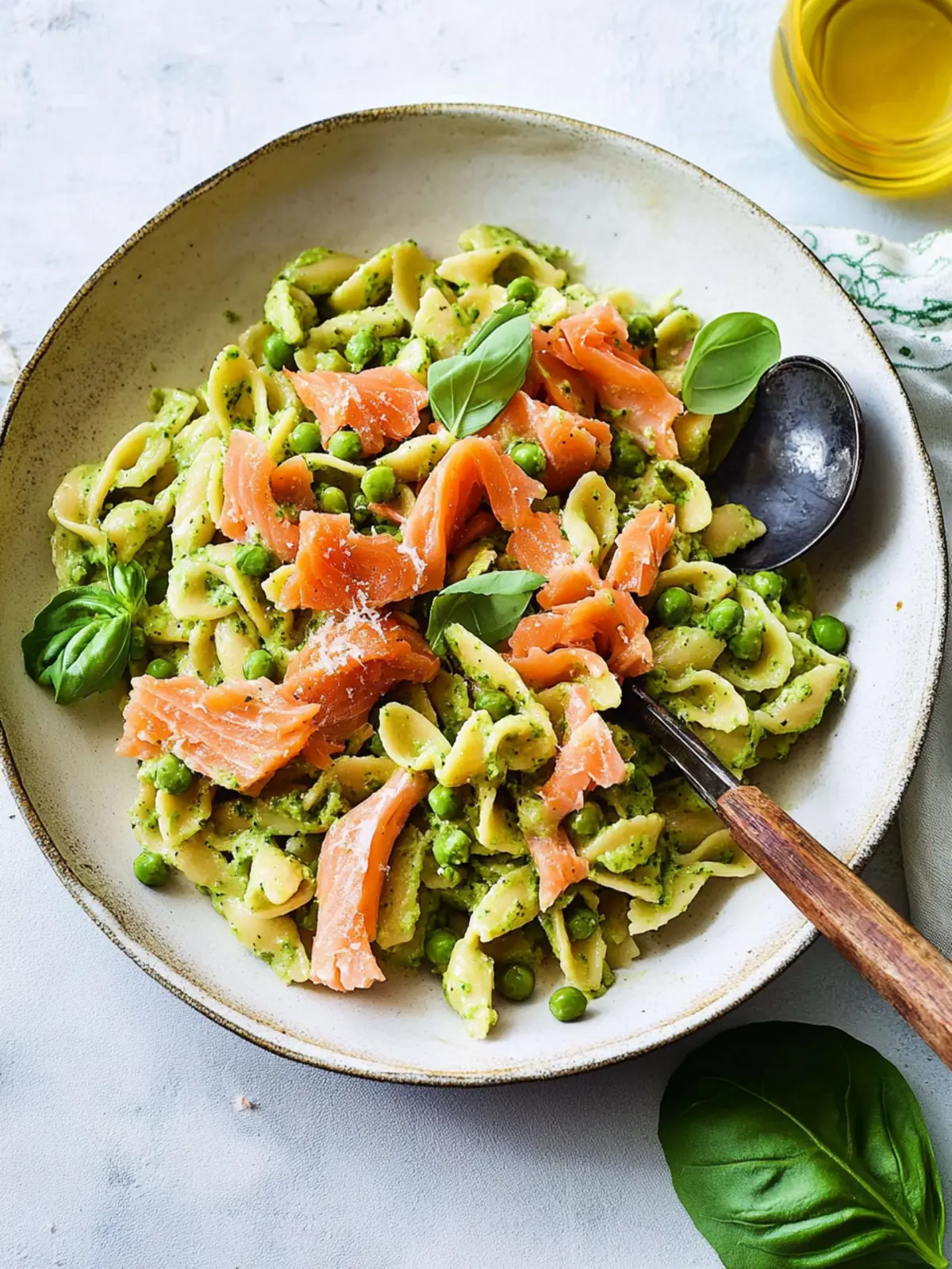 Delicious Pasta Salad with Pea Pesto and Hot-Smoked Salmon 4 Pasta salad with pea pesto and hot-smoked salmon