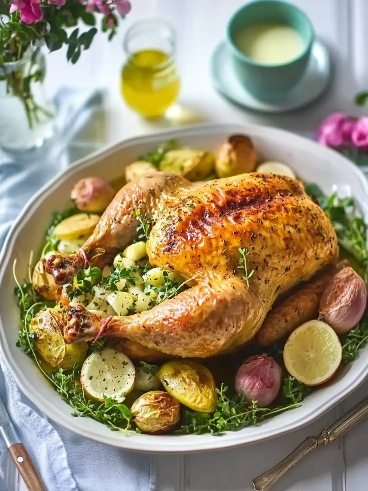 Ultimate Spring Roast Chicken with Pea Salad & Creamy Aïoli 2 Spring roast chicken