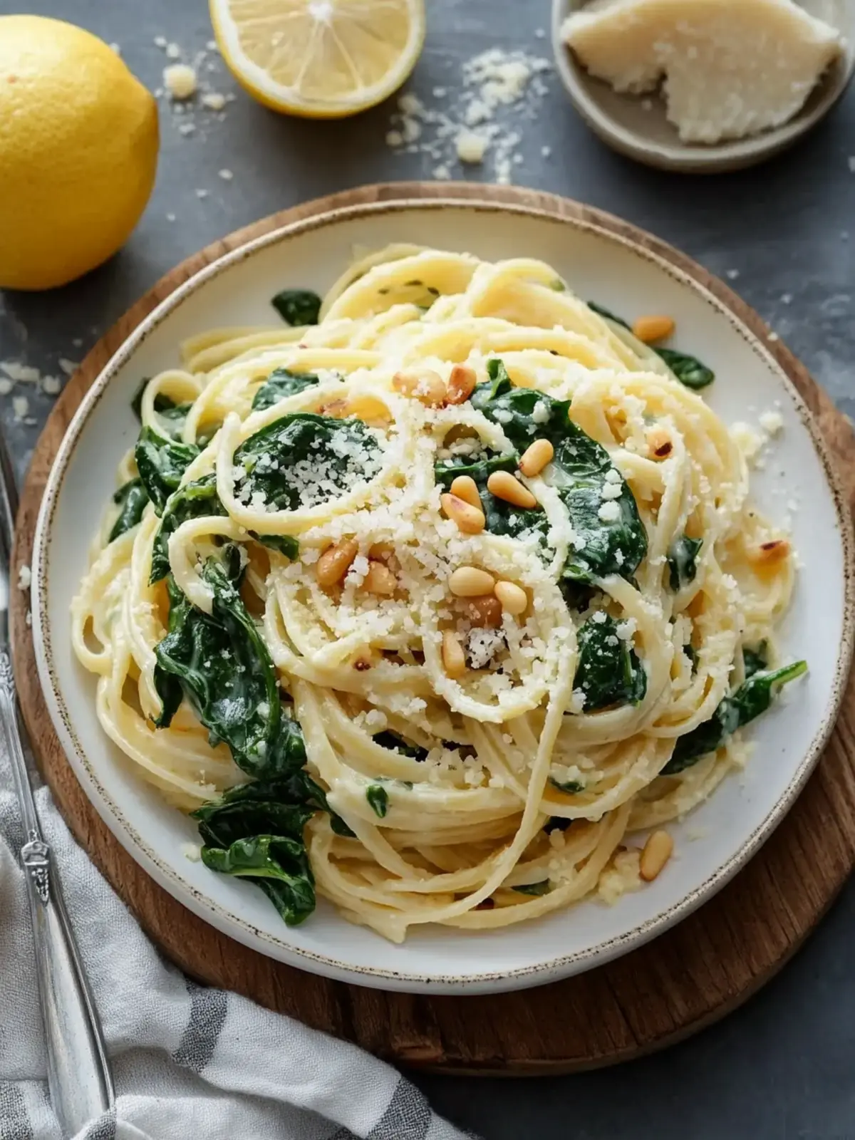 Creamy Lemon Ricotta Pasta with Spinach and Pine Nuts Delight 4 Lemon Ricotta Pasta with Spinach and Toasted Pine Nuts
