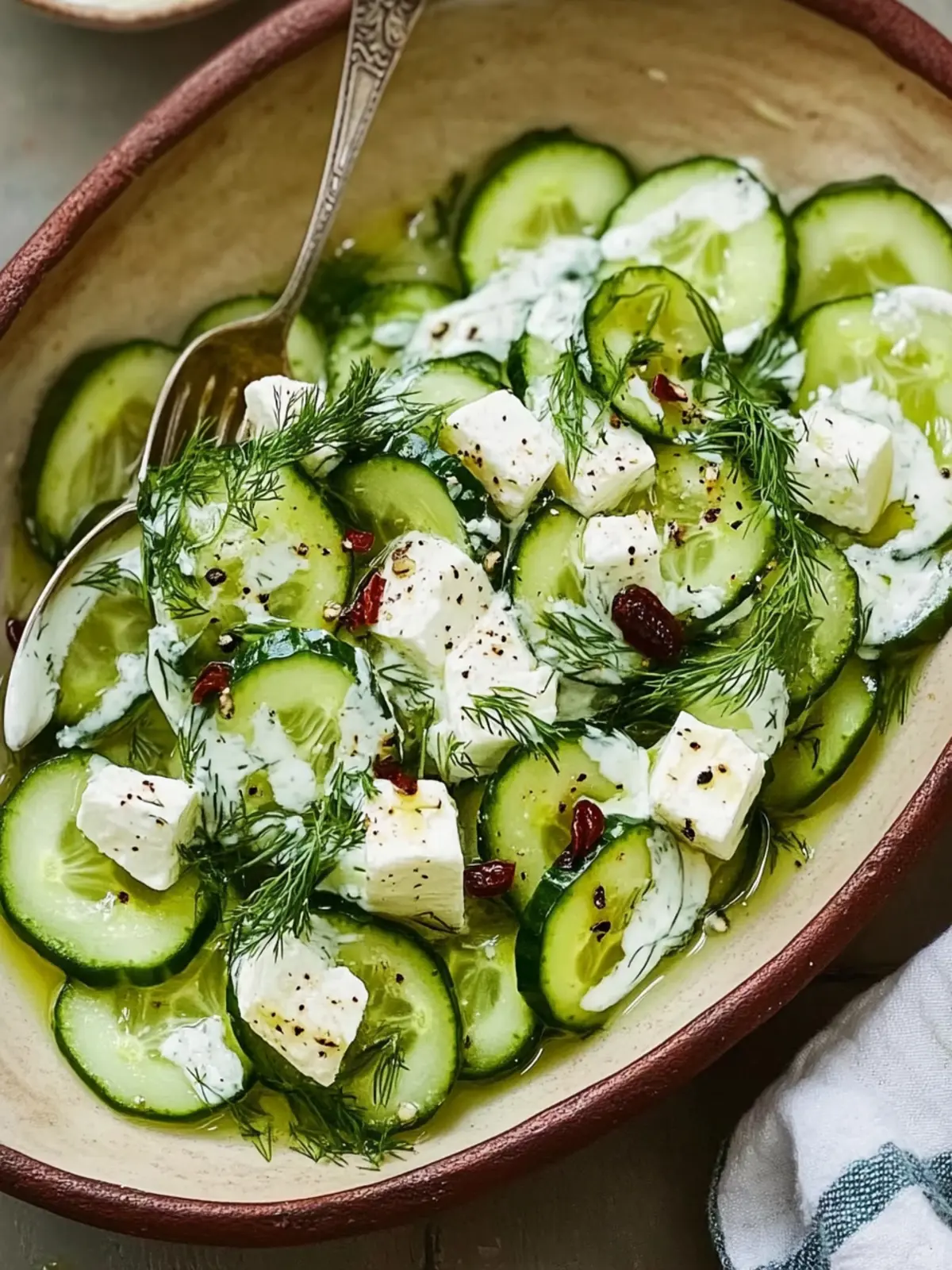 Feta and Cucumber Salad with Dill Dressing for Summer Bliss 2 Feta and cucumber salad with dill dressing
